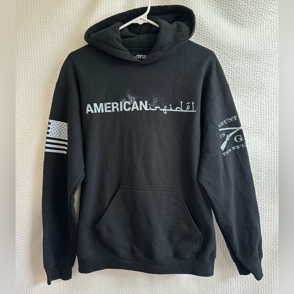 Grunt Style Men’s Black American Infidel Hoodie Sweatshirt Size: Medium